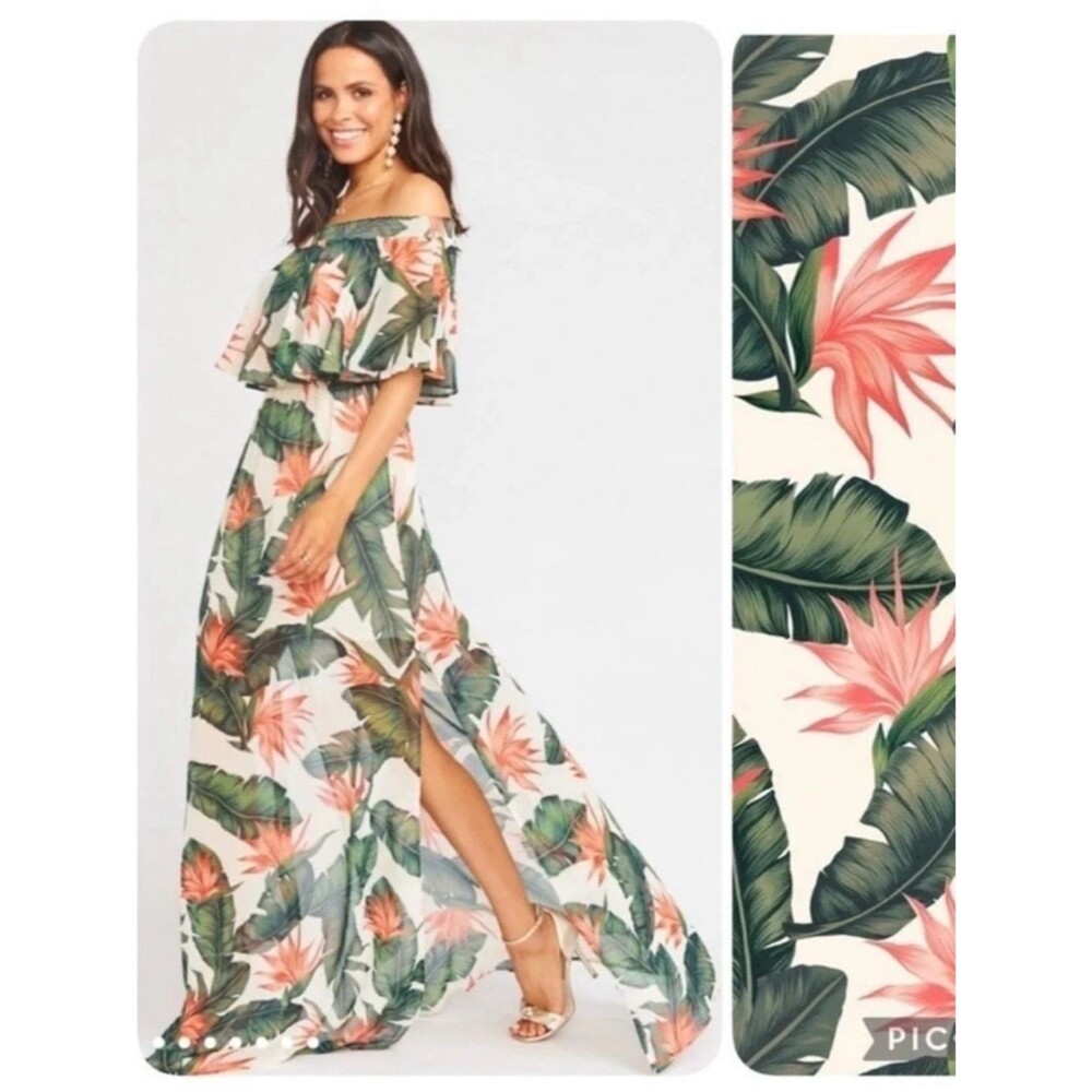 Show Me Your Mumu Hacienda Maxi Dress Off Shoulder Paradise Tropical Floral XS